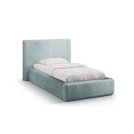 Asti Bett mit Kopfteil und Stauraum, aus Chenille (PeHa72) in Hellblau, 90x200 cm von Cosmopolitan Design – Bild 1