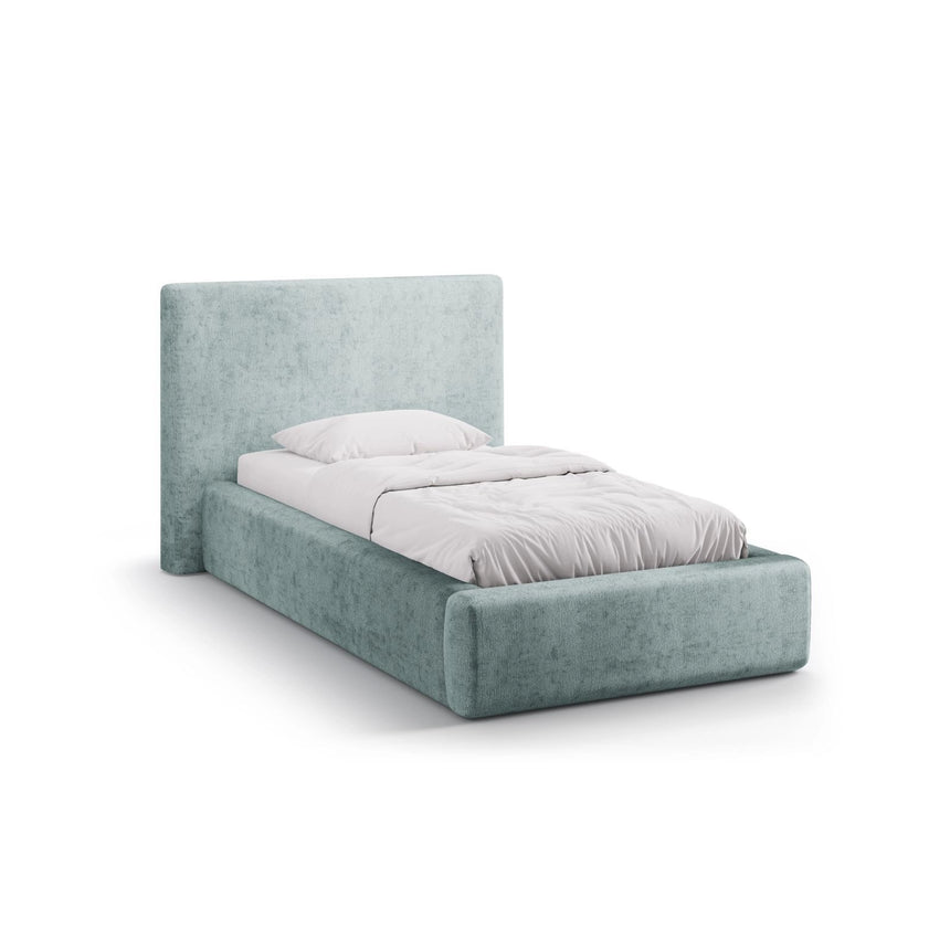 Asti Bett mit Kopfteil und Stauraum, aus Chenille (PeHa72) in Hellblau, 90x200 cm von Cosmopolitan Design – Bild 1