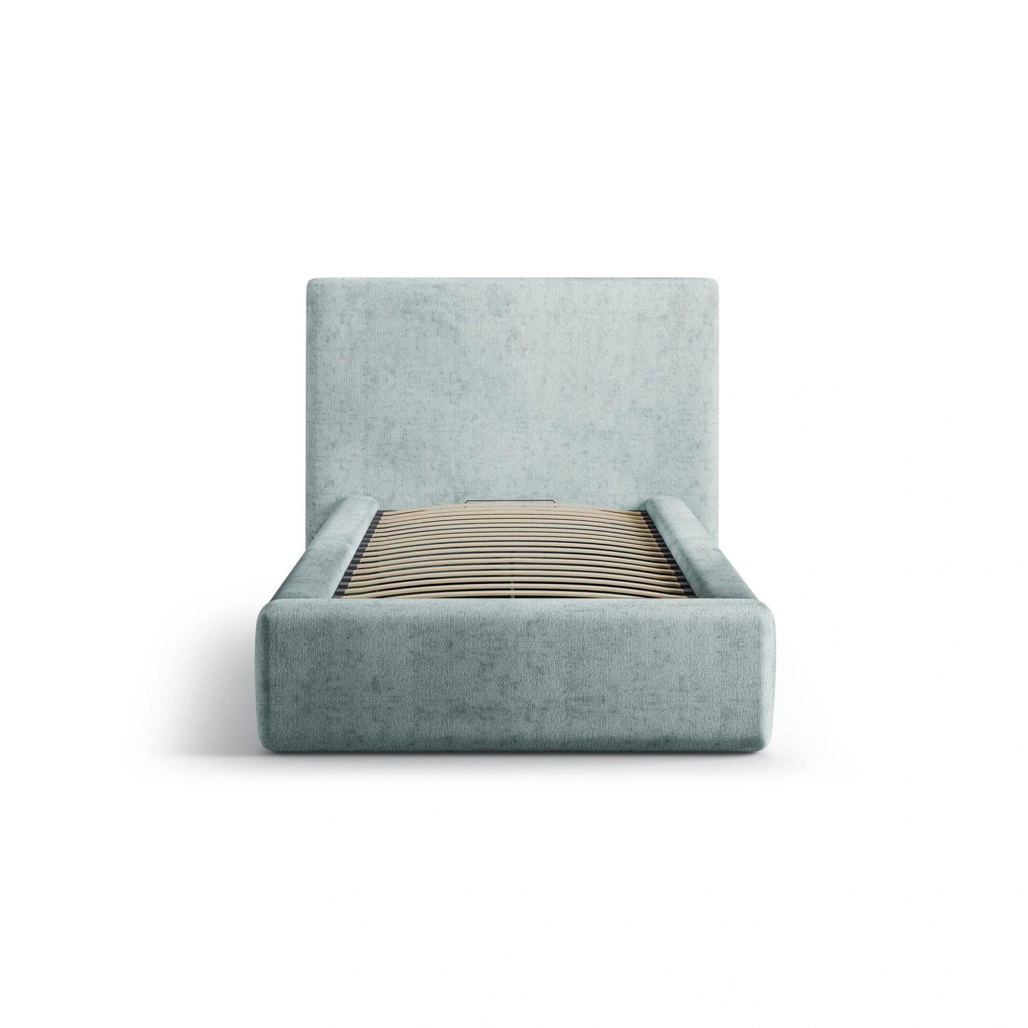 Asti Bett mit Kopfteil und Stauraum, aus Chenille (PeHa72) in Hellblau, 90x200 cm von Cosmopolitan Design – Bild 3