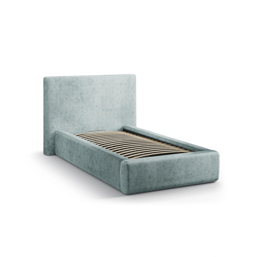 Asti Bett mit Kopfteil und Stauraum, aus Chenille (PeHa72) in Hellblau, 90x200 cm von Cosmopolitan Design – Bild 4