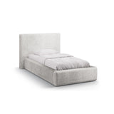 Asti Bett mit Kopfteil und Stauraum, aus Chenille (PeHa80) in Hellgrau, 90x200 cm von Cosmopolitan Design – Bild 1