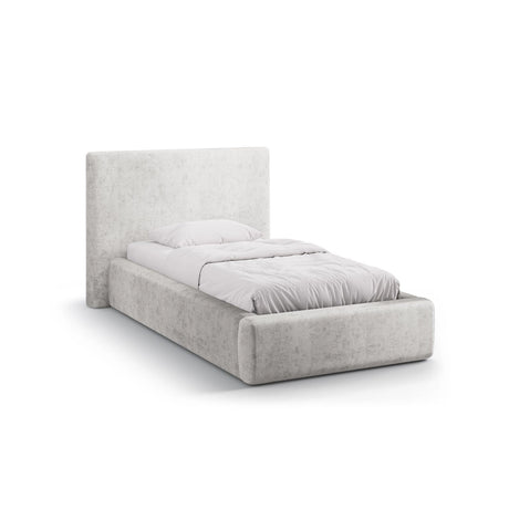 Asti Bett mit Kopfteil und Stauraum, aus Chenille (PeHa80) in Hellgrau, 90x200 cm von Cosmopolitan Design – Bild 1