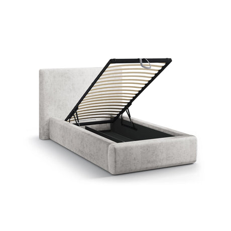 Asti Bett mit Kopfteil und Stauraum, aus Chenille (PeHa80) in Hellgrau, 90x200 cm von Cosmopolitan Design – Bild 5