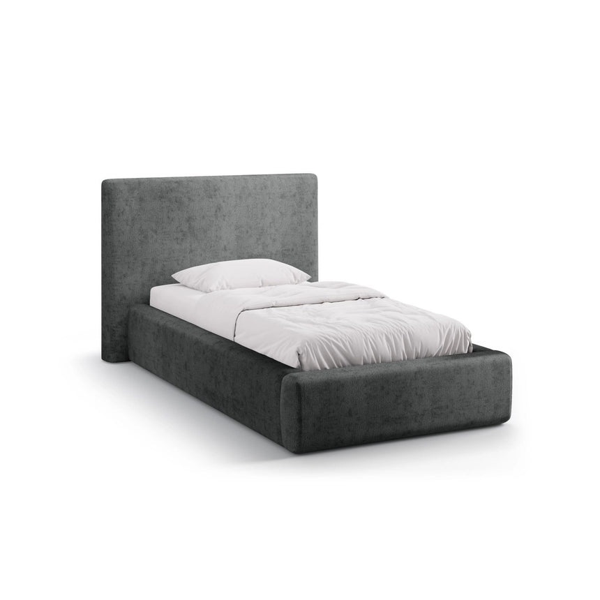 Asti Bett mit Kopfteil und Stauraum, aus Chenille (PeHa90) in Dunkelgrau, 90x200 cm von Cosmopolitan Design – Bild 1