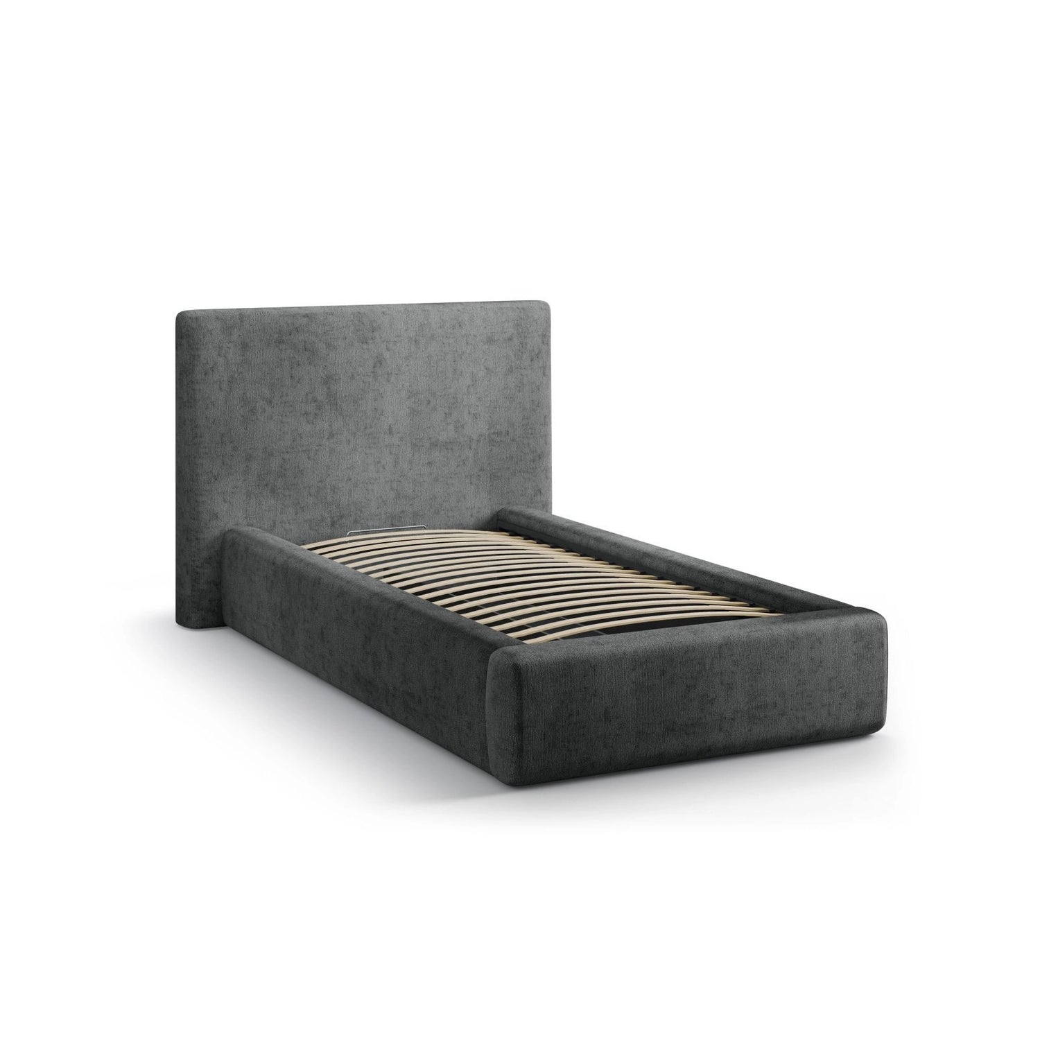 Asti Bett mit Kopfteil und Stauraum, aus Chenille (PeHa90) in Dunkelgrau, 90x200 cm von Cosmopolitan Design – Bild 4