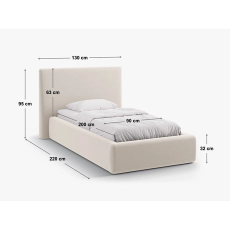 Asti Bett mit Kopfteil und Stauraum, aus Samt, Chenille oder Strukturstoff, 90x200 cm von Cosmopolitan Design – Bild 2