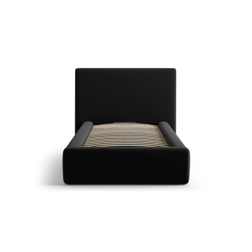 Asti Bett mit Kopfteil und Stauraum, aus Samt (Ma2219) in Schwarz, 90x200 cm von Cosmopolitan Design – Bild 3