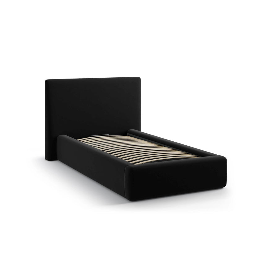 Asti Bett mit Kopfteil und Stauraum, aus Samt (Ma2219) in Schwarz, 90x200 cm von Cosmopolitan Design – Bild 4