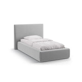 Asti Bett mit Kopfteil und Stauraum, aus Samt (Ma2239) in Hellgrau, 90x200 cm von Cosmopolitan Design – Bild 1