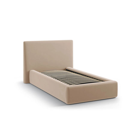 Asti Bett mit Kopfteil und Stauraum, aus Samt (Ma2282) in Mandelbeige, 90x200 cm von Cosmopolitan Design – Bild 4