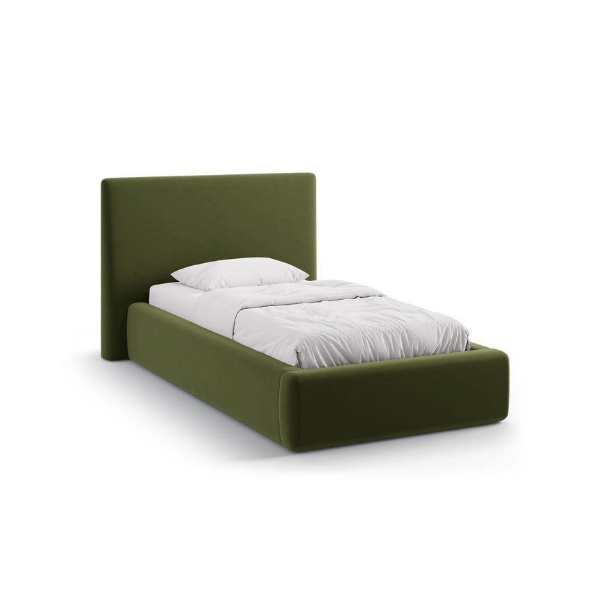 Asti Bett mit Kopfteil und Stauraum, aus Samt (Ma2295) in Armeegrün, 90x200 cm von Cosmopolitan Design – Bild 1