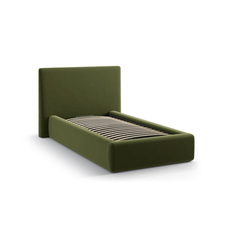 Asti Bett mit Kopfteil und Stauraum, aus Samt (Ma2295) in Armeegrün, 90x200 cm von Cosmopolitan Design – Bild 4