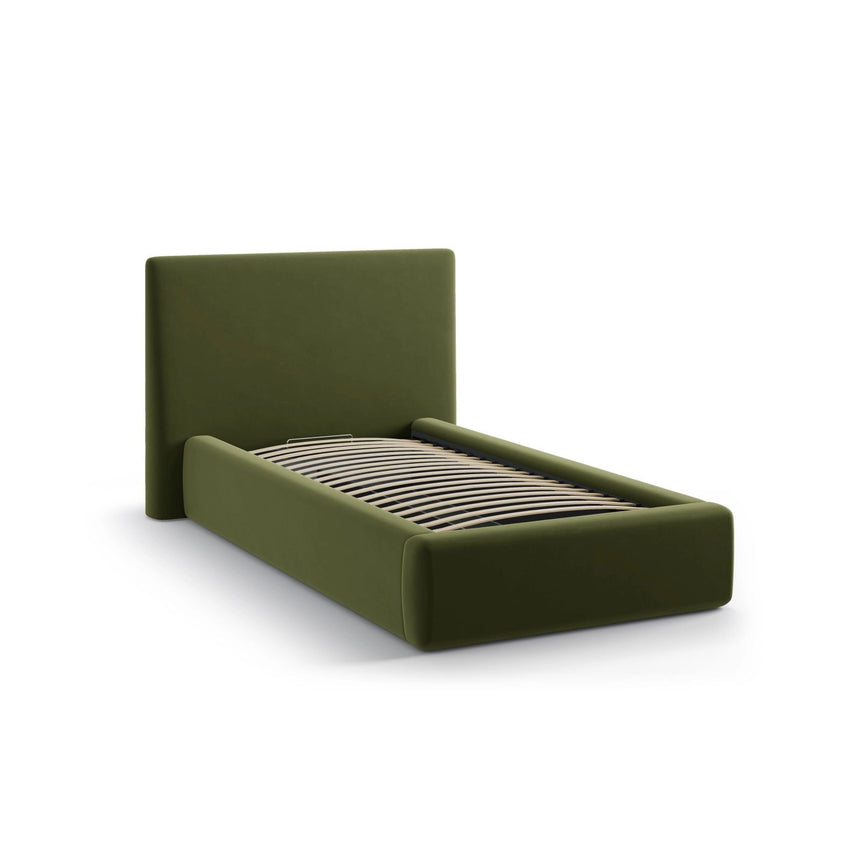 Asti Bett mit Kopfteil und Stauraum, aus Samt (Ma2295) in Armeegrün, 90x200 cm von Cosmopolitan Design – Bild 4