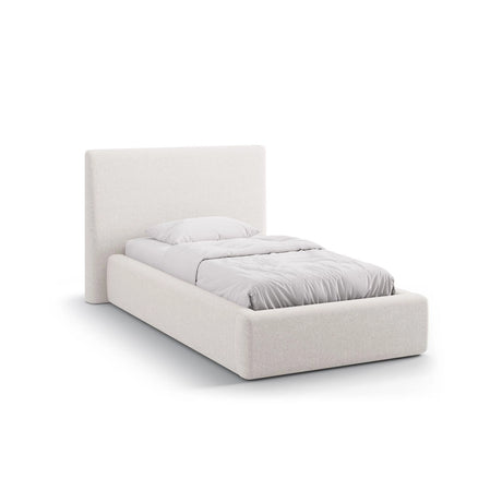 Asti Bett mit Kopfteil und Stauraum, aus Strukturierter Stoff (Mol02) in Leichtes Beige, 90x200 cm von Cosmopolitan Design – Bild 1
