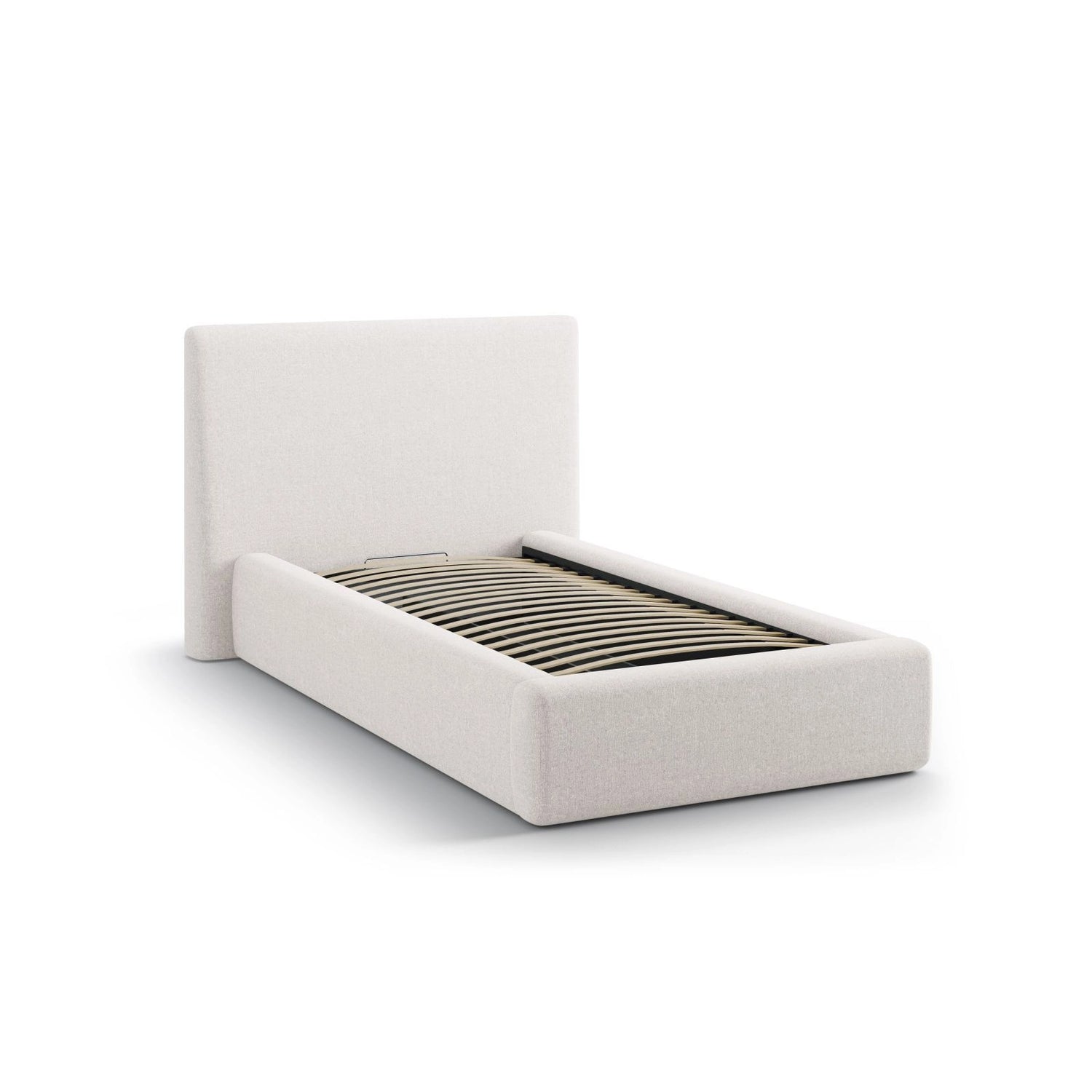 Asti Bett mit Kopfteil und Stauraum, aus Strukturierter Stoff (Mol02) in Leichtes Beige, 90x200 cm von Cosmopolitan Design – Bild 4