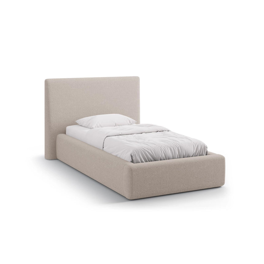 Asti Bett mit Kopfteil und Stauraum, aus Strukturierter Stoff (Mol11) in Cappuccino, 90x200 cm von Cosmopolitan Design – Bild 1