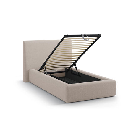 Asti Bett mit Kopfteil und Stauraum, aus Strukturierter Stoff (Mol11) in Cappuccino, 90x200 cm von Cosmopolitan Design – Bild 5