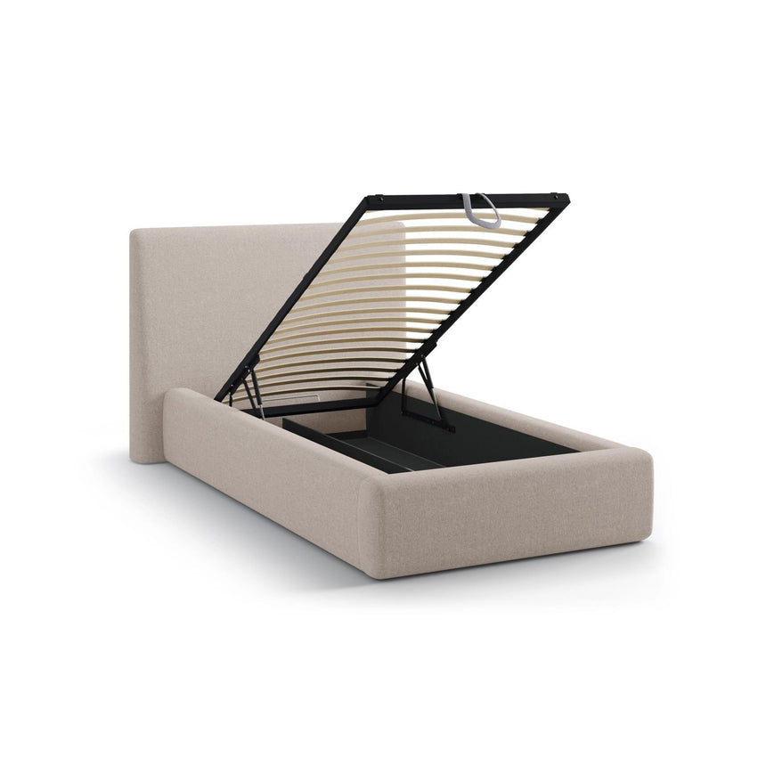 Asti Bett mit Kopfteil und Stauraum, aus Strukturierter Stoff (Mol11) in Cappuccino, 90x200 cm von Cosmopolitan Design – Bild 5