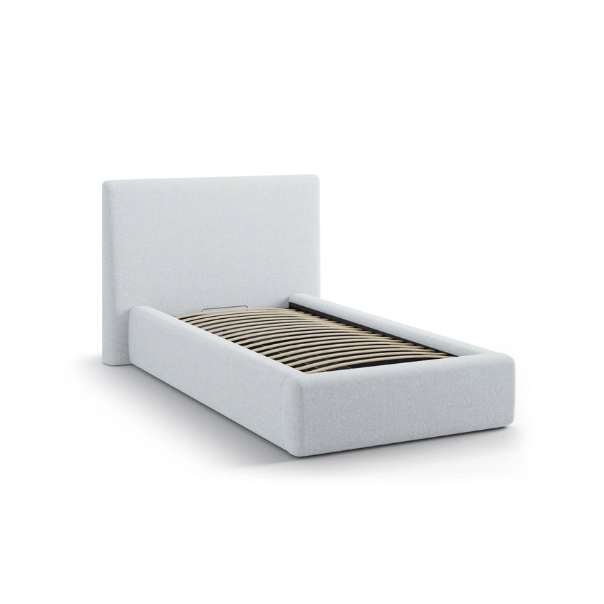 Asti Bett mit Kopfteil und Stauraum, aus Strukturierter Stoff (Mol70) in Hellgrau, 90x200 cm von Cosmopolitan Design – Bild 4