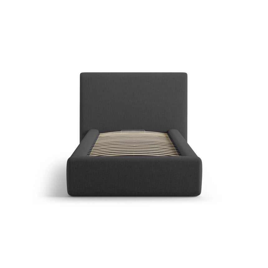 Asti Bett mit Kopfteil und Stauraum, aus Strukturierter Stoff (Mol97) in Anthrazit, 90x200 cm von Cosmopolitan Design – Bild 3