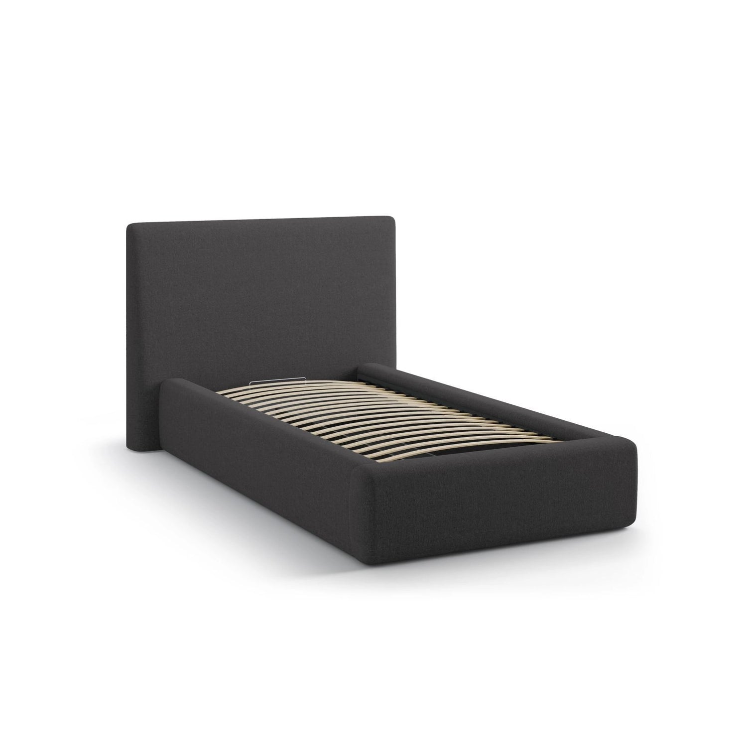 Asti Bett mit Kopfteil und Stauraum, aus Strukturierter Stoff (Mol97) in Anthrazit, 90x200 cm von Cosmopolitan Design – Bild 4