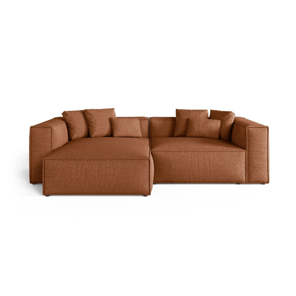 Aveiro 3-Sitzer Ecksofa, Linke Seite, aus Chenille in Ziegelstein (Eden 10 Terra), 254x167x86 cm von Cosmopolitan Design – Bild 1