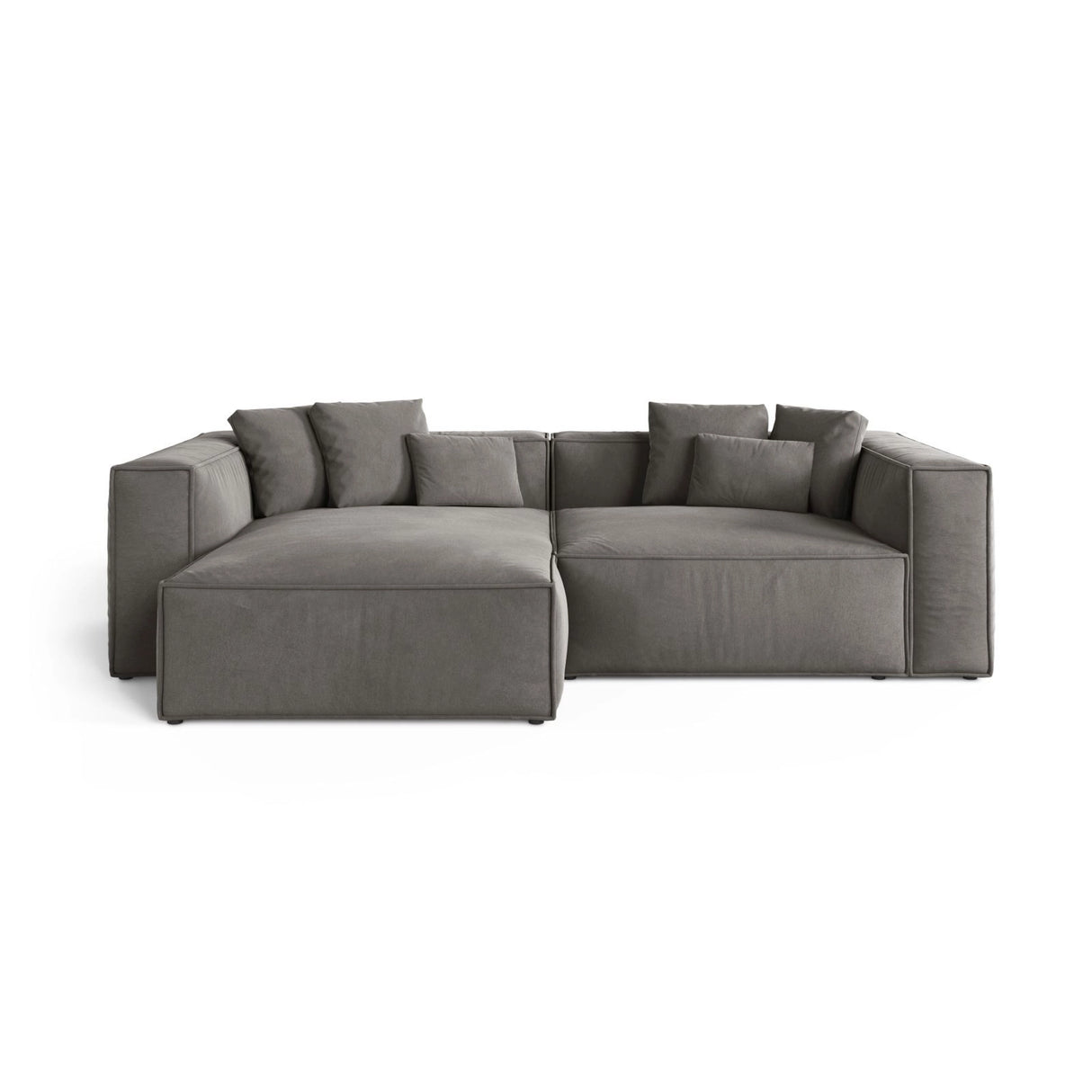 Aveiro 3-Sitzer Ecksofa, Linke Seite, aus Samt in Grau (Casino Stone), 254x167x86 cm von Cosmopolitan Design – Bild 1