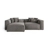 Aveiro 3-Sitzer Ecksofa, Linke Seite, aus Samt in Grau (Casino Stone), 254x167x86 cm von Cosmopolitan Design – Bild 1