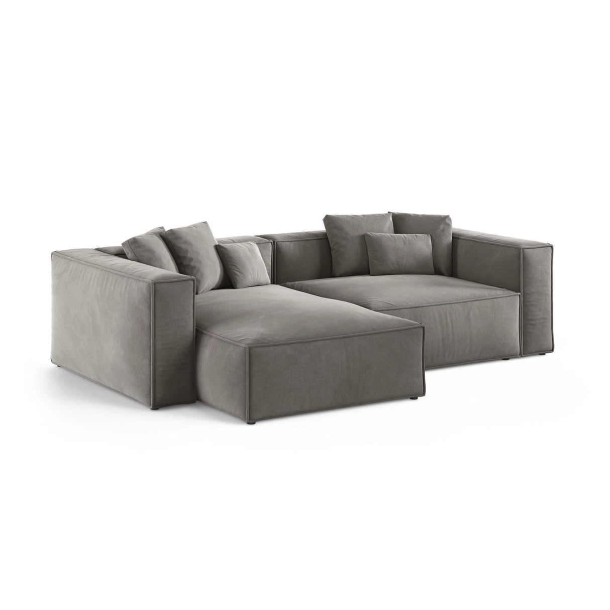 Aveiro 3-Sitzer Ecksofa, Linke Seite, aus Samt in Grau (Casino Stone), 254x167x86 cm von Cosmopolitan Design – Bild 2