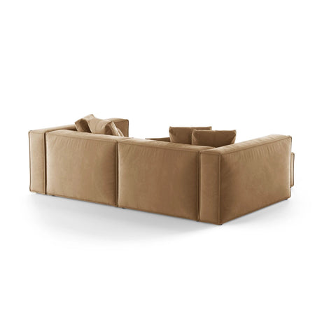 Aveiro 3-Sitzer Ecksofa, Linke Seite, aus Samt in Sand (Casino Lion), 254x167x86 cm von Cosmopolitan Design – Bild 3