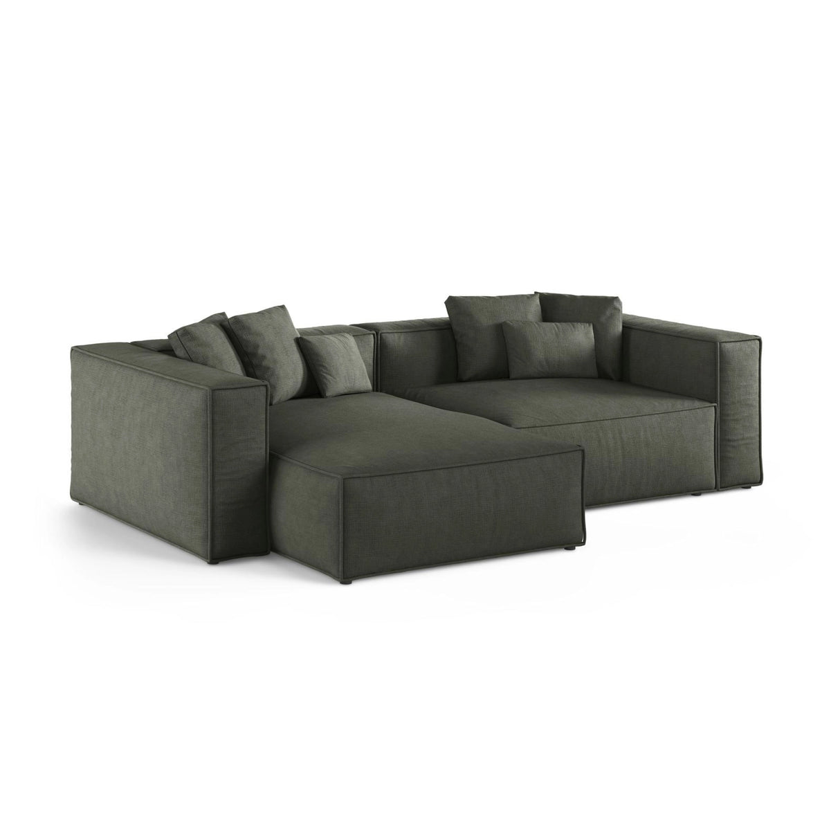 Aveiro 3-Sitzer Ecksofa, Linke Seite, aus Strukturierter Stoff in Moosgrün (Liberty 12), 254x167x86 cm von Cosmopolitan Design – Bild 2