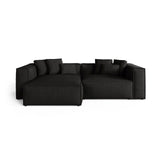 Aveiro 3-Sitzer Ecksofa, Linke Seite, aus Strukturierter Stoff in Schwarz (Liberty 22), 254x167x86 cm von Cosmopolitan Design – Bild 1