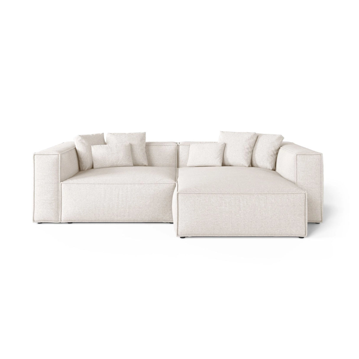 Aveiro 3-Sitzer Ecksofa, Rechte Seite, aus Chenille in Hellbeige (Eden 2 Pearl), 254x167x86 cm von Cosmopolitan Design – Bild 1