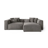 Aveiro 3-Sitzer Ecksofa, Rechte Seite, aus Samt in Grau (Casino Stone), 254x167x86 cm von Cosmopolitan Design – Bild 1