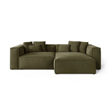 Aveiro 3-Sitzer Ecksofa, Rechte Seite, aus Samt in Hellgrün (Casino Forest), 254x167x86 cm von Cosmopolitan Design – Bild 1