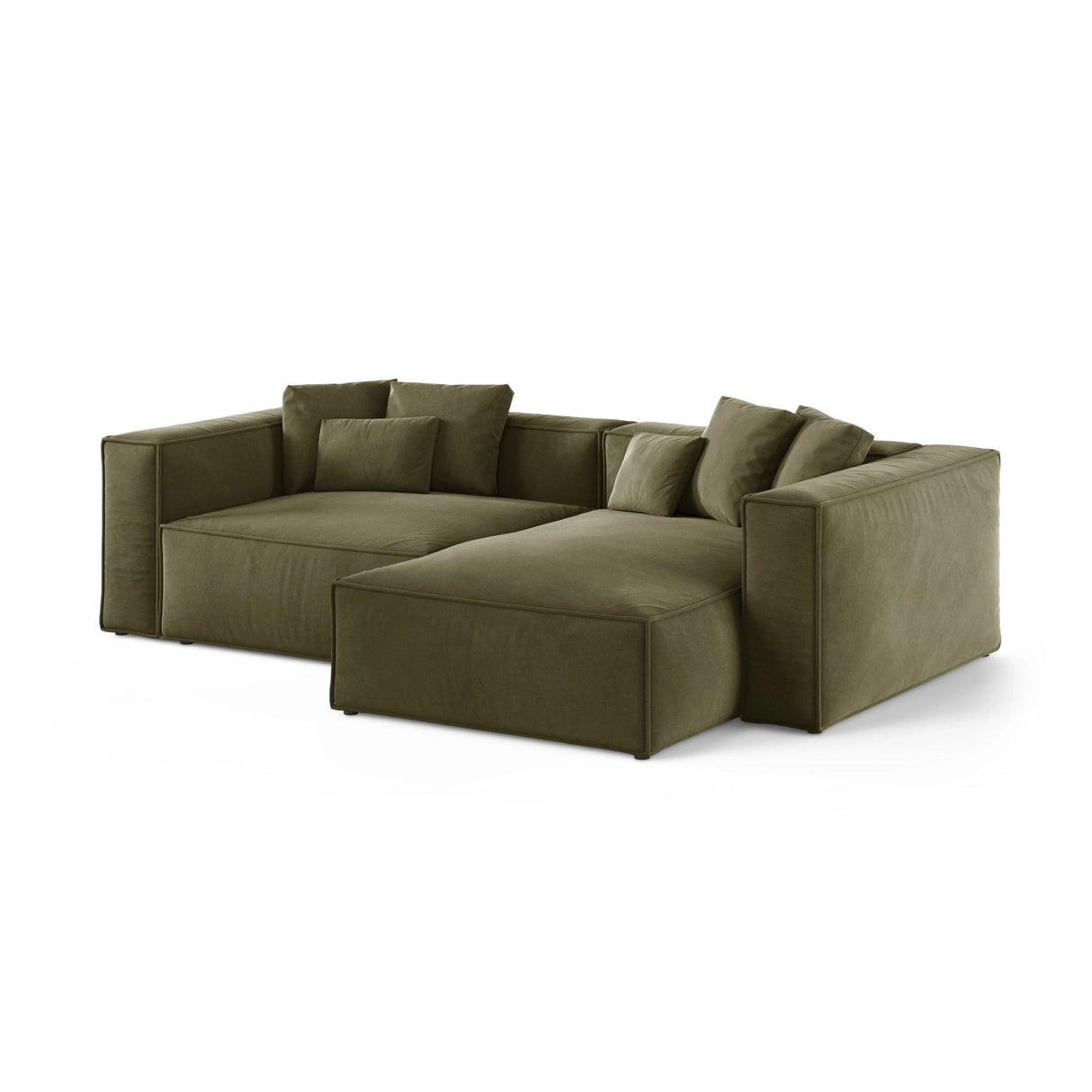 Aveiro 3-Sitzer Ecksofa, Rechte Seite, aus Samt in Hellgrün (Casino Forest), 254x167x86 cm von Cosmopolitan Design – Bild 2