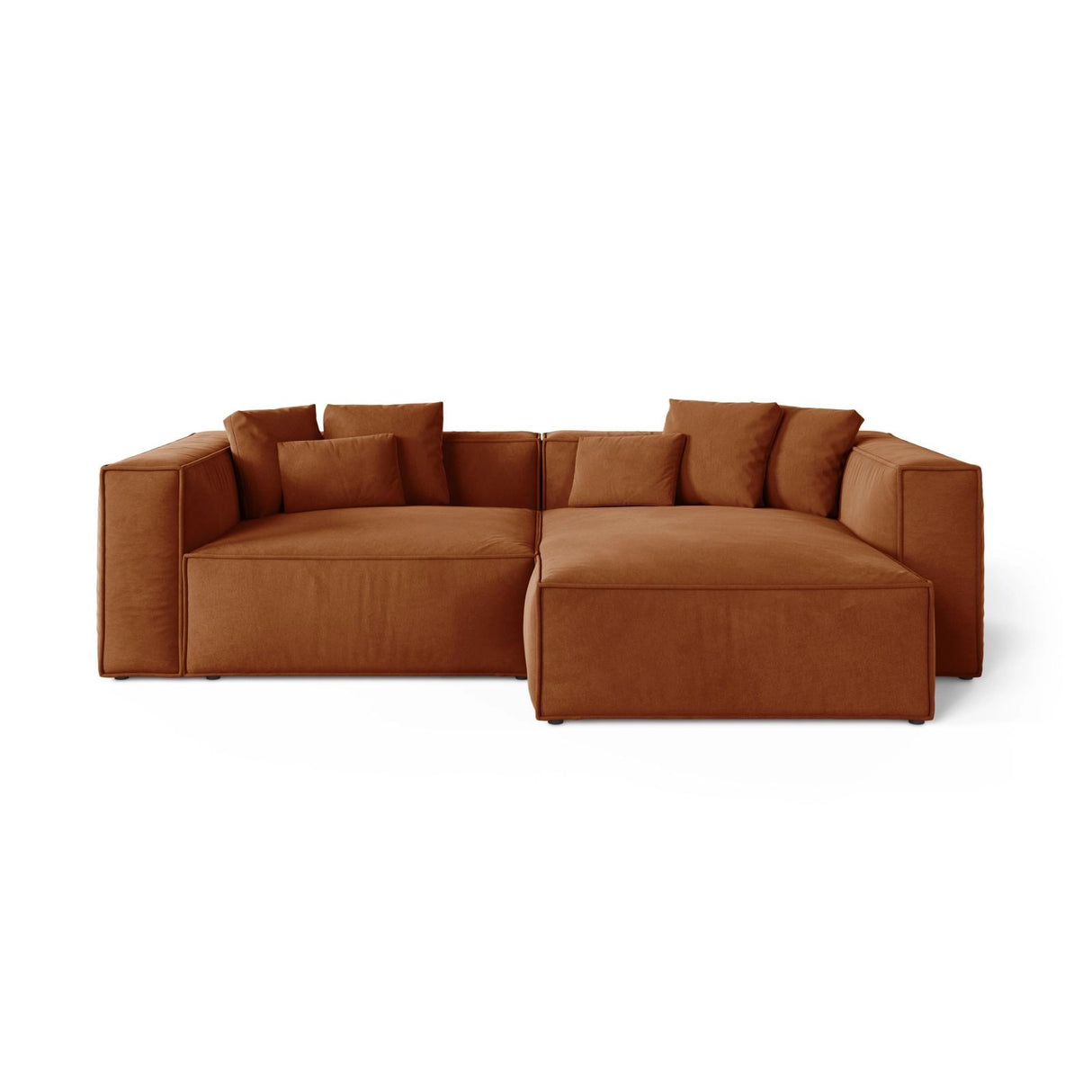 Aveiro 3-Sitzer Ecksofa, Rechte Seite, aus Samt in Terrakotta (Casino Terracota), 254x167x86 cm von Cosmopolitan Design – Bild 1