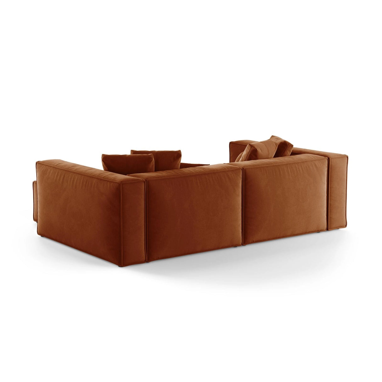 Aveiro 3-Sitzer Ecksofa, Rechte Seite, aus Samt in Terrakotta (Casino Terracota), 254x167x86 cm von Cosmopolitan Design – Bild 3