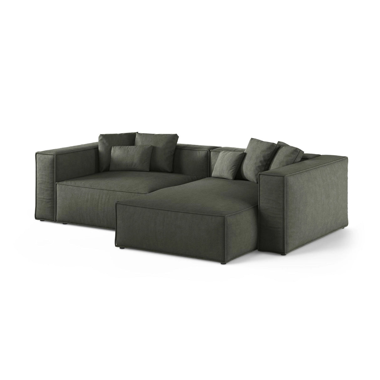 Aveiro 3-Sitzer Ecksofa, Rechte Seite, aus Strukturierter Stoff in Moosgrün (Liberty 12), 254x167x86 cm von Cosmopolitan Design – Bild 2