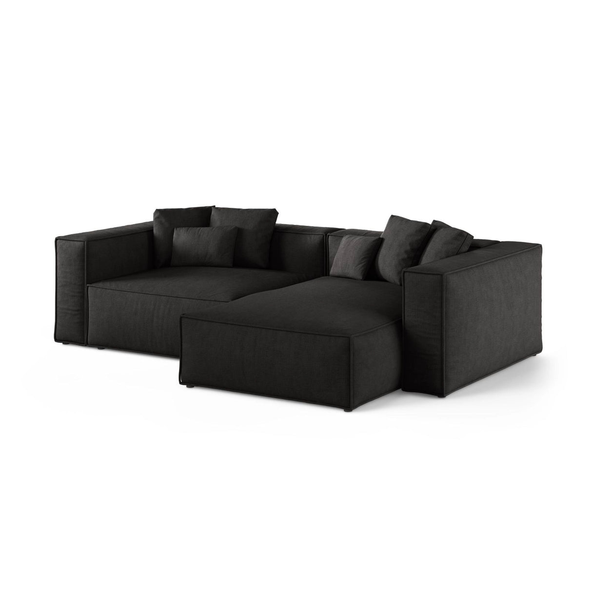 Aveiro 3-Sitzer Ecksofa, Rechte Seite, aus Strukturierter Stoff in Schwarz (Liberty 22), 254x167x86 cm von Cosmopolitan Design – Bild 2