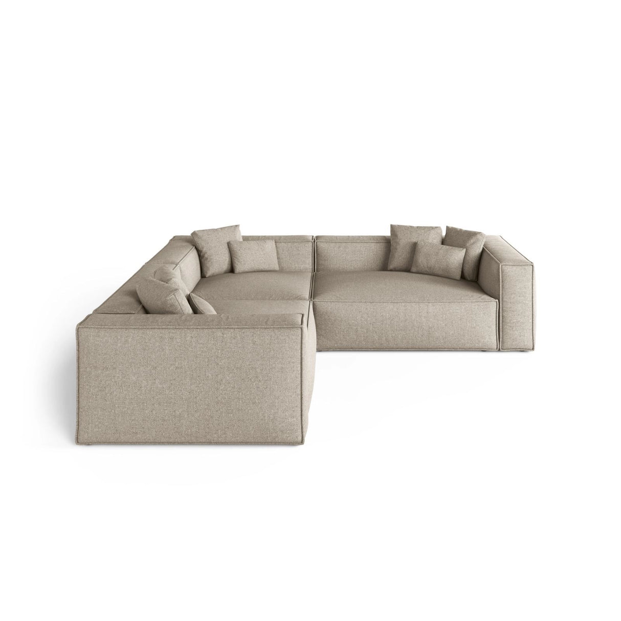 Aveiro 5-Sitzer Ecksofa, symmetrisch, aus Chenille in Dunkelbeige (Eden 4 Beige), 268x268x86 cm von Cosmopolitan Design – Bild 2