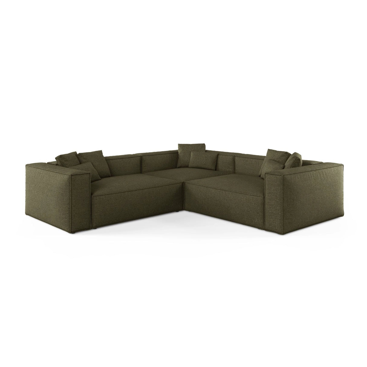 Aveiro 5-Sitzer Ecksofa, symmetrisch, aus Chenille in Grün (Eden 12 Olive), 268x268x86 cm von Cosmopolitan Design – Bild 1