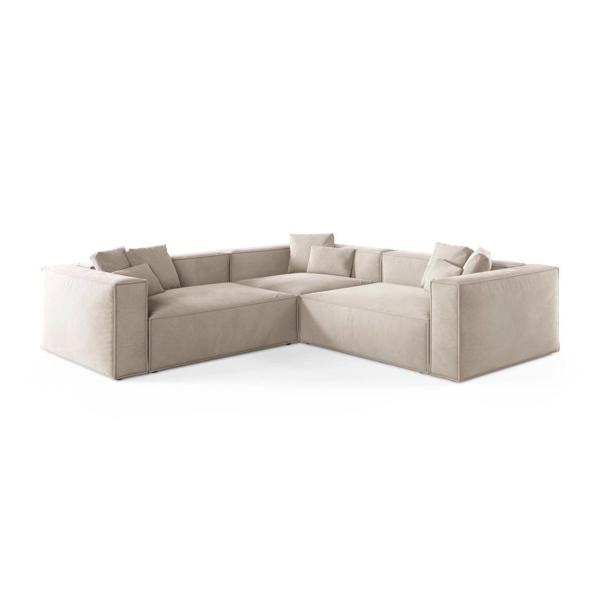 Aveiro 5-Sitzer Ecksofa, symmetrisch, aus Samt, Chenille oder Strukturstoff, 268x268x86 cm von Cosmopolitan Design – Bild 1