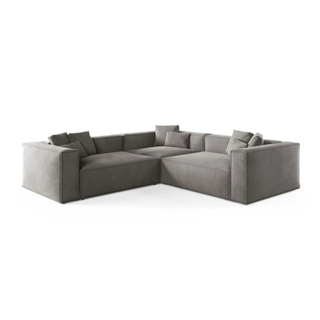 Aveiro 5-Sitzer Ecksofa, symmetrisch, aus Samt in Grau (Casino Stone), 268x268x86 cm von Cosmopolitan Design – Bild 1