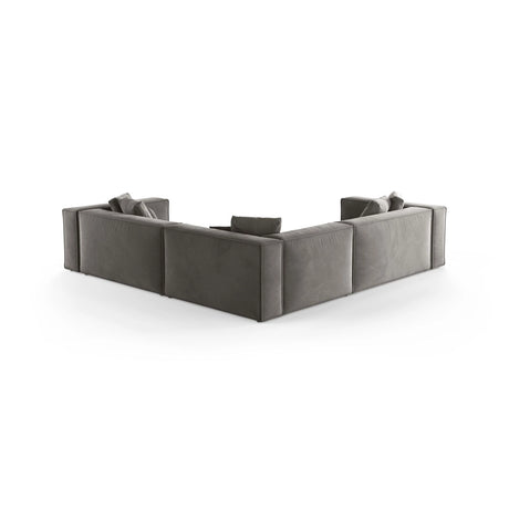 Aveiro 5-Sitzer Ecksofa, symmetrisch, aus Samt in Grau (Casino Stone), 268x268x86 cm von Cosmopolitan Design – Bild 3