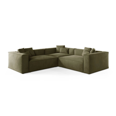 Aveiro 5-Sitzer Ecksofa, symmetrisch, aus Samt in Hellgrün (Casino Forest), 268x268x86 cm von Cosmopolitan Design – Bild 1
