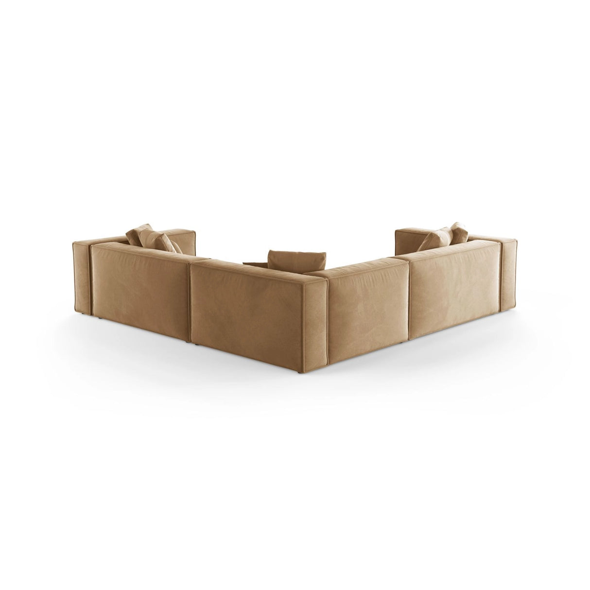 Aveiro 5-Sitzer Ecksofa, symmetrisch, aus Samt in Sand (Casino Lion), 268x268x86 cm von Cosmopolitan Design – Bild 3
