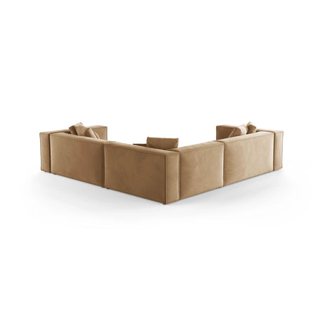Aveiro 5-Sitzer Ecksofa, symmetrisch, aus Samt in Sand (Casino Lion), 268x268x86 cm von Cosmopolitan Design – Bild 3