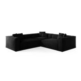 Aveiro 5-Sitzer Ecksofa, symmetrisch, aus Samt in Schwarz (Casino Black), 268x268x86 cm von Cosmopolitan Design – Bild 1