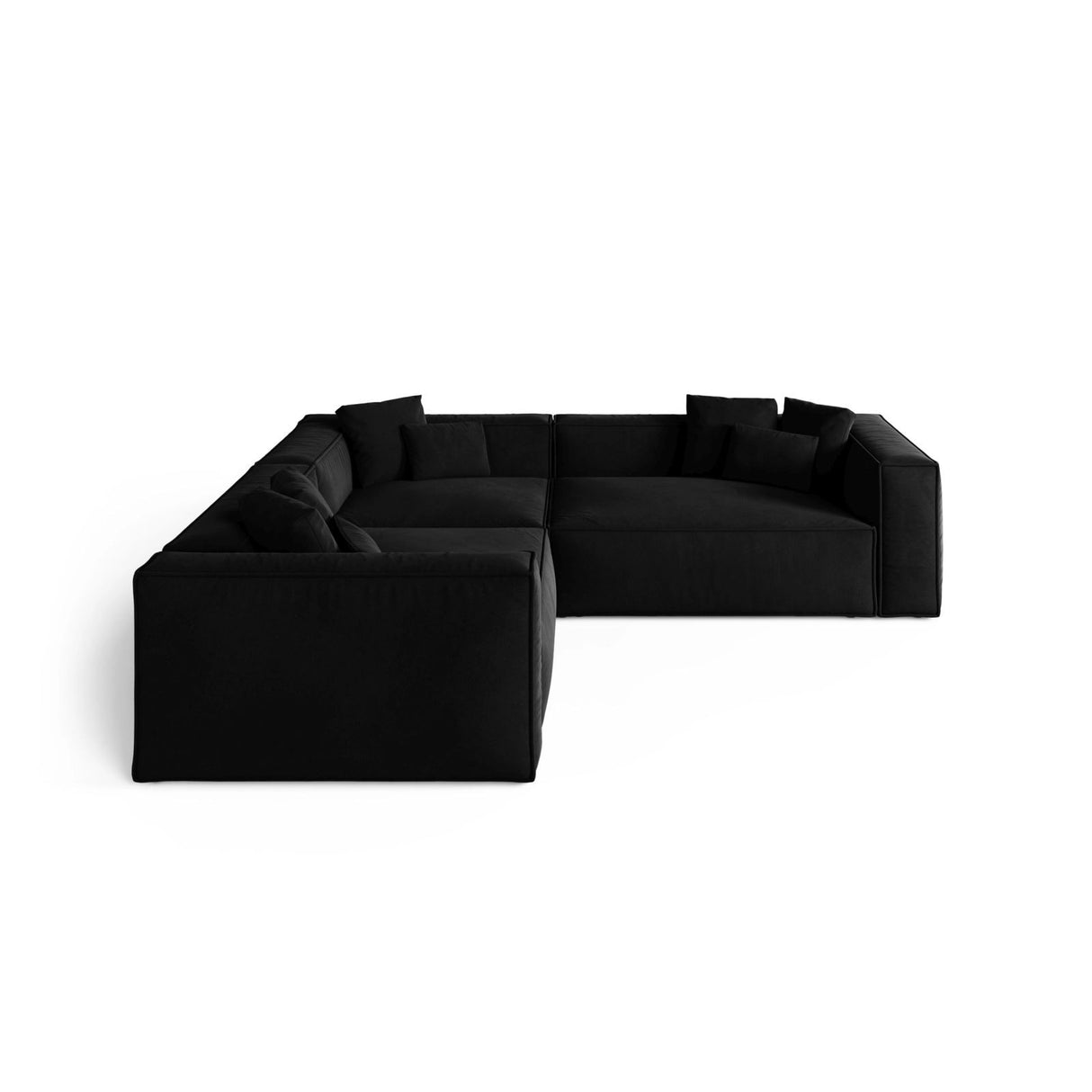 Aveiro 5-Sitzer Ecksofa, symmetrisch, aus Samt in Schwarz (Casino Black), 268x268x86 cm von Cosmopolitan Design – Bild 2
